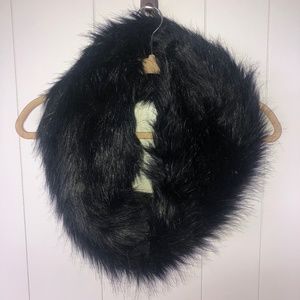 black faux fur infinity scarf